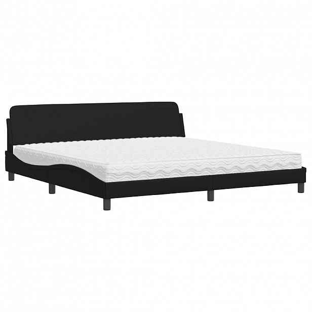 vidaXL Postel s matrací Dover černá 200 x 200 cm umělá kůže