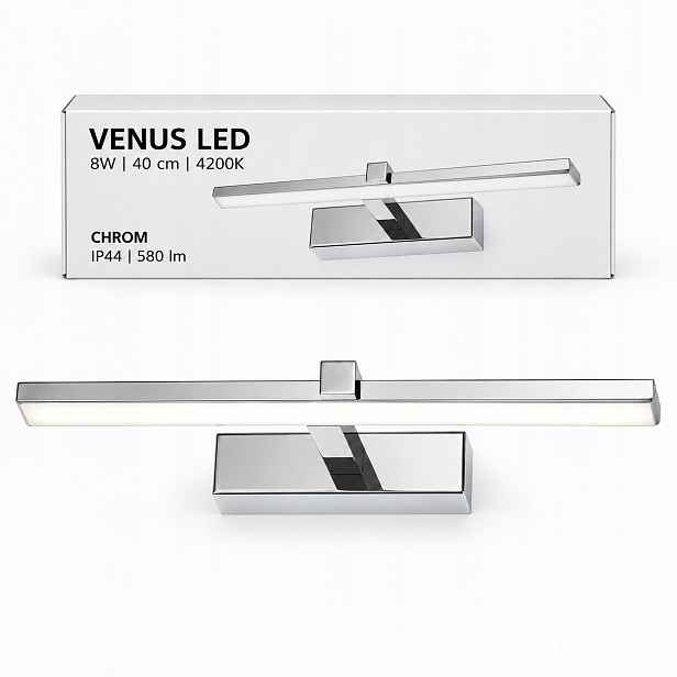 Led lampa do zrcadla 40 cm Venus 8W chromová nástěnná lampa 4200K IP44 580lm