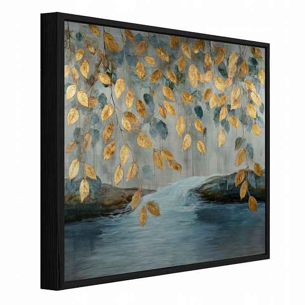Wallarena ZARÁMOVANÉ obrazy listy závěsné zlaté 50x50 cm