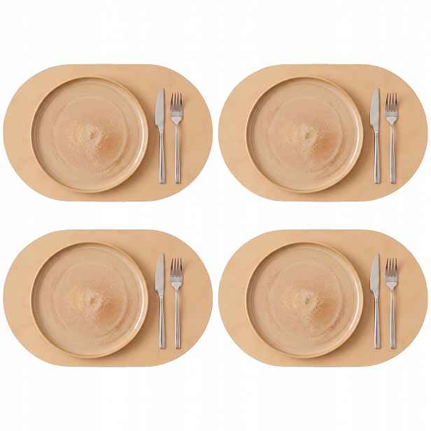 4x Kožená Podložka Na Stůl Podložka Baltan Home Arc L 46x30,5 cm béžová