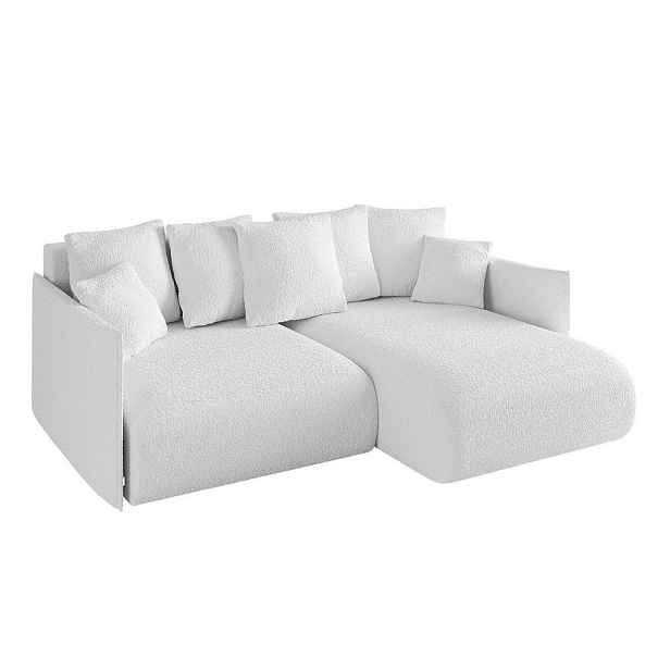 ALTDECOR ROHOVÁ SEDAČKA s funkcí spaní a otomanem, pravá ONESK-L 216x177x72 Bílá Buklé