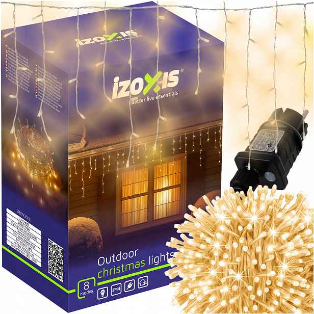Izoxis 23223 Vánoční osvětlení 500 Led, IP44, 8 režimů, 22,5 m, teplá bílá