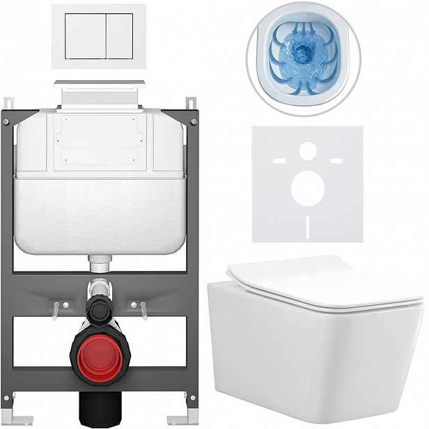 Kompletní WC set Basic/Forte - bílá lesklá - WC tlačítko Maxio/Bílá - ovládání shora - předstěnová instalace - 51x36 cm