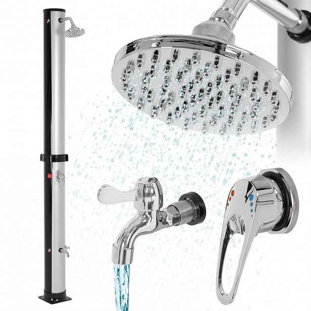ML-DESIGN SOLÁRNÍ SPRCHA 35 L 217 cm stříbrno-černá kulatá