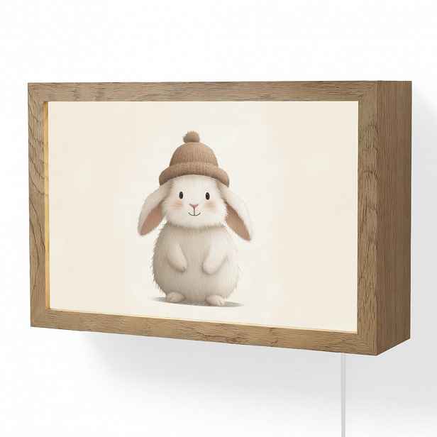 OnlyWow NÁSTĚNNÁ LAMPA Králík - Klobouk - Uši - béžový 30x20 cm