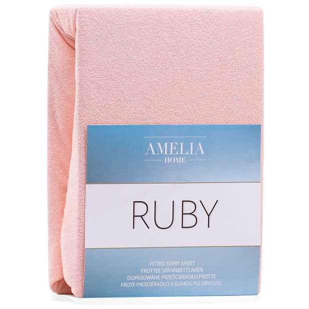 Restilo Froté prostěradlo s gumou AmeliaHome Ruby světlé růžové, velikost 100-120x200