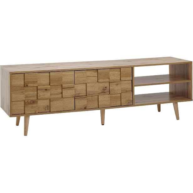 Skříňka Rtv 160 CM Dubově Hnědá, Moderní Design, Bílý Vzor