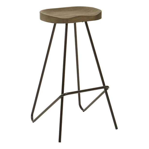 Černá/v přírodní barvě barová stolička z jilmového dřeva (výška sedáku 78 cm) District – Premier Housewares