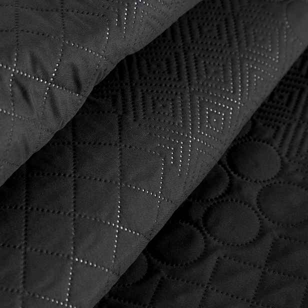 Přehoz na postel BONI/5 170x210 černý patchwork silný prošívaný pléd
