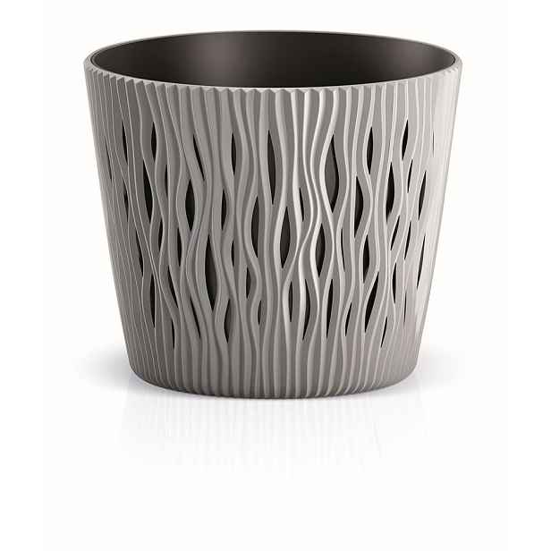 Prosperplast Květináč s vkladem Sandy Round šedý kámen, varianta 15,8 cm