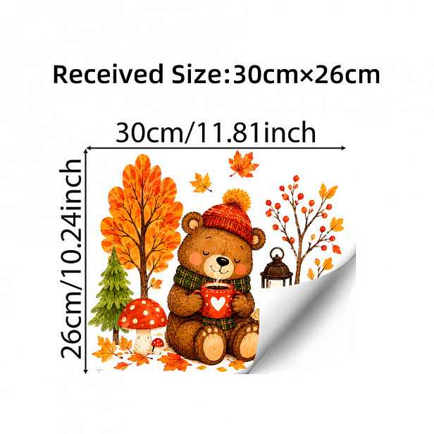 TEMU 1 ks Podzimní okenní dekorace pro dětský pokoj, tetra s kávovou šálkou, statická okenní nálepka, opakovaně použitelná odnímatelná podzimní