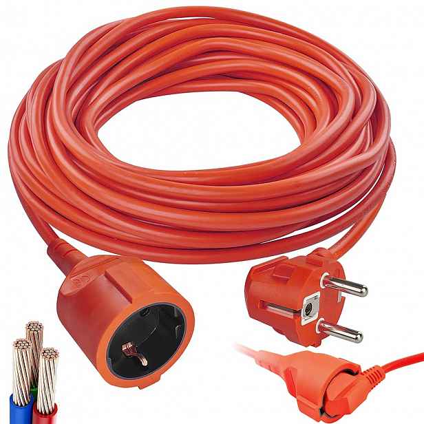 Prodlužovací Kabel Zahradní 30M Stavební S Uzemněním Pro Sekačku Tlustý 3X0.75mm