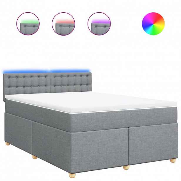 vidaXL Box spring postel s matrací světle šedá 140 x 200 cm textil