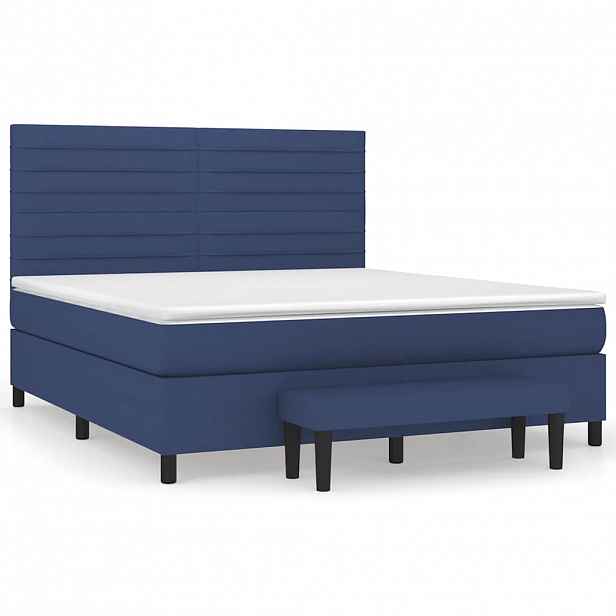 vidaXL Box spring postel s matrací modrá 180x200 cm textil