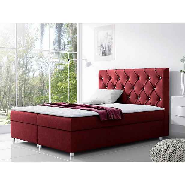 Hotelová dvoulůžková postel 180x200 NITKA - vínová + topper ZDARMA