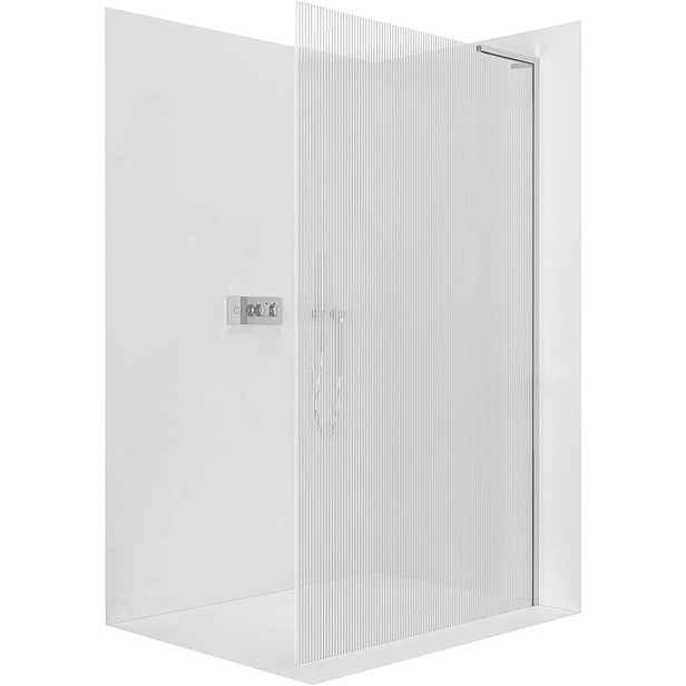 Sprchová zástěna Walk-in Onyx L-pravá vzpěra - 8 mm - chrom, rýhované sklo - 60x200 cm