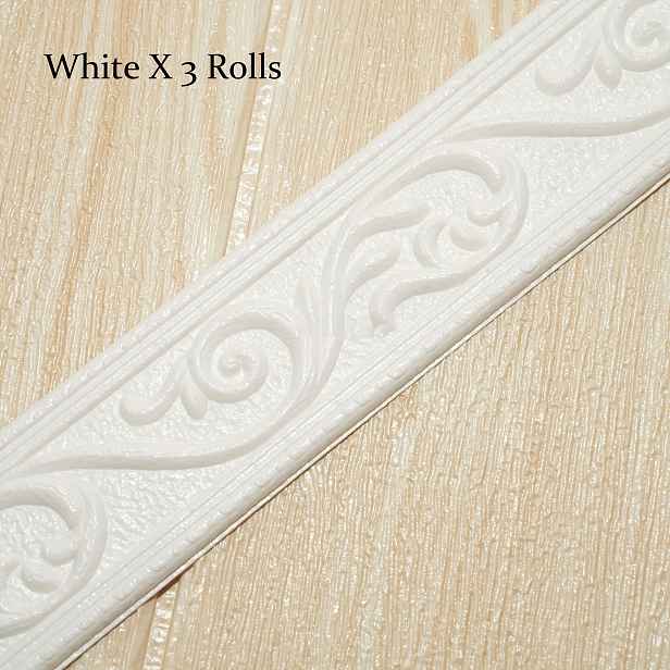 TEMU 3 role 3D embosovaných flexibilních pěnových dekorací na zeď, design lehké luxusní korunky, 1.98 X 265.75 palců, s lepicí základnou, dekorativní