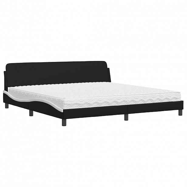 vidaXL Postel s matrací Dover černá a bílá 200 x 200 cm umělá kůže
