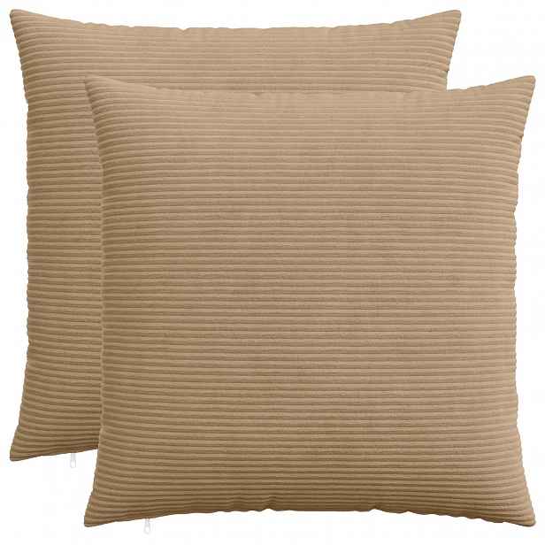 vidaXL Povlak na polštář 2 pcs HEERLEN Hnědá 80 x 80 cm manšestr