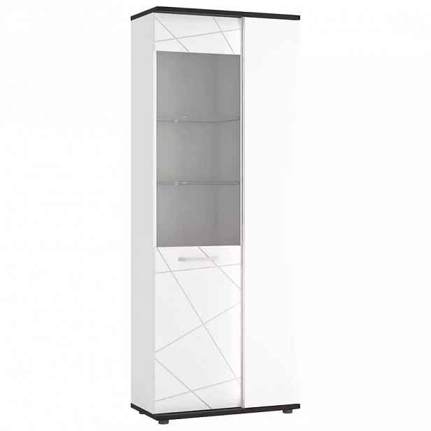 Vitrína Venezia VENV01R 2D bílý alpský/dub vicenza černá/mdf bílý l