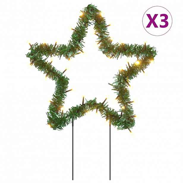 vidaXL Vánoční světelné dekorace s hroty 3 ks Hvězda 50 LED diod 29 cm