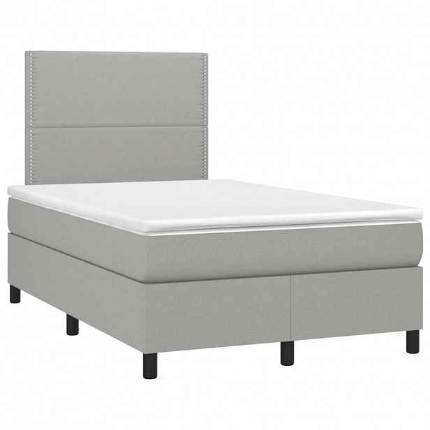 vidaXL Box spring postel s matrací světle šedá 120x190 cm textil