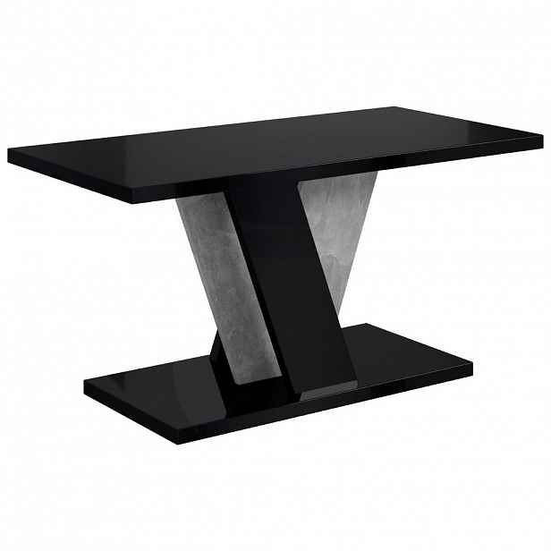 ALTDECOR KÁVOVÝ stolek 110 x 70 x 60 cm – vysoce lesklá černá / vzhled betonu – INEY