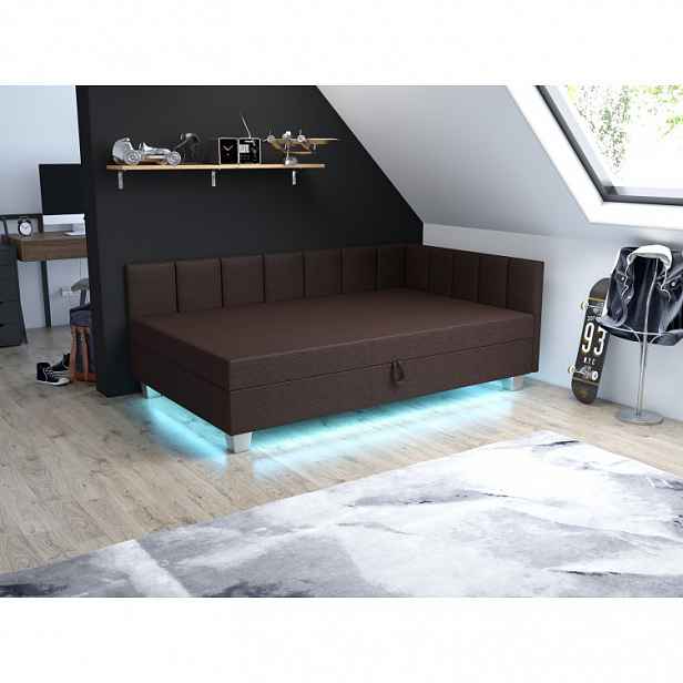 Čalouněná postel 120x195 PEGY PLUS 1 s úložným prostorem - tmavá hnědá