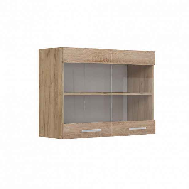 Vicco SKLENĚNÁ KUCHYŇSKÁ SKŘÍŇKA R-Line Sonoma 80 cm