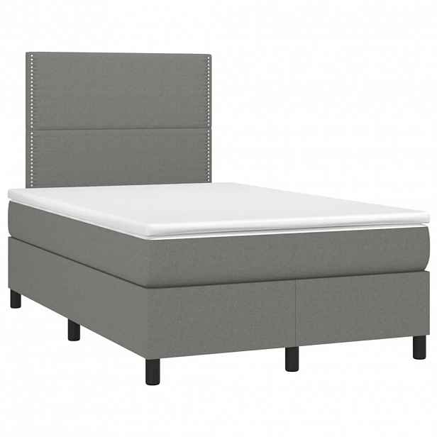 vidaXL Box spring postel s matrací tmavě šedá 120x190 cm textil