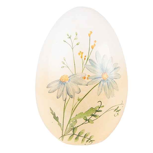 Dekorace keramické vajíčko s modrými květy - 11*11*17 cm Clayre & Eef
