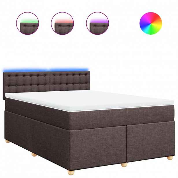 vidaXL Box spring postel s matrací tmavě hnědá 140x200 cm textil