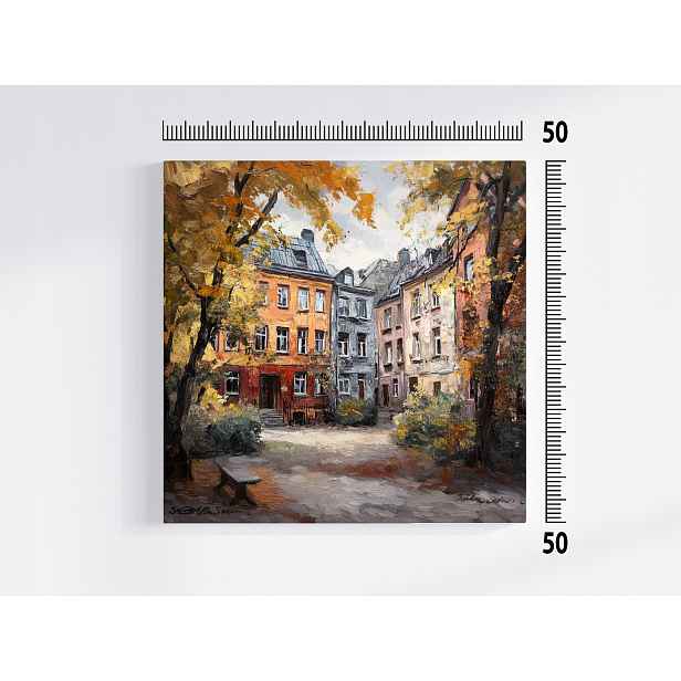 Obraz Na Plátně Plátno Město Domy Dvorek Podzim Výhled 50x50