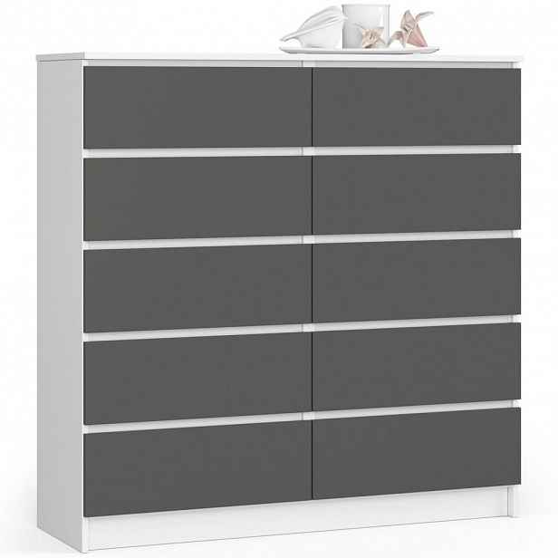 RAUMHIRSCH FURNITURE KOMODA bílá, grafitově šedá 121/120/40
