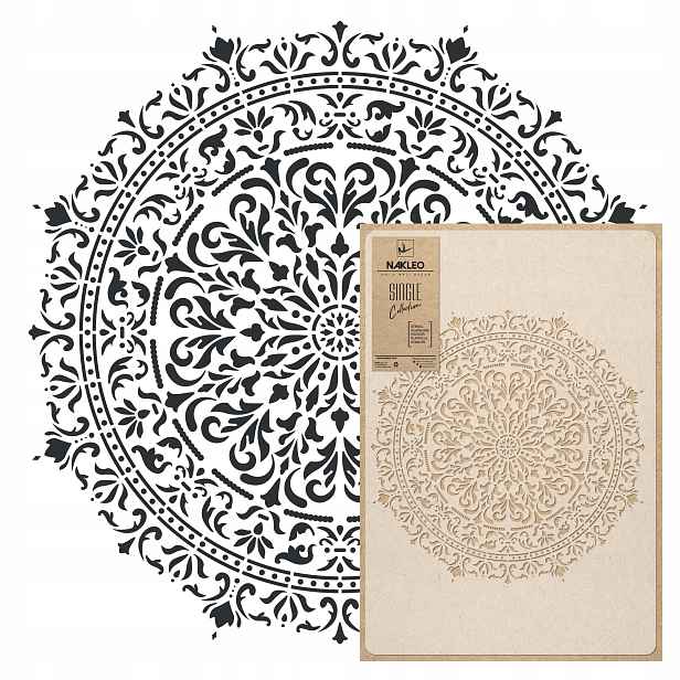 Malířská šablona Mandala L-celý vzor Průměr 56 cm Opakovaně Použitelný Omítka Beton