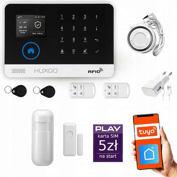 Bezdrátový alarm WiFi Gsm 4G, Tuya, alarmová sada Huxgo HXA003 R1PS