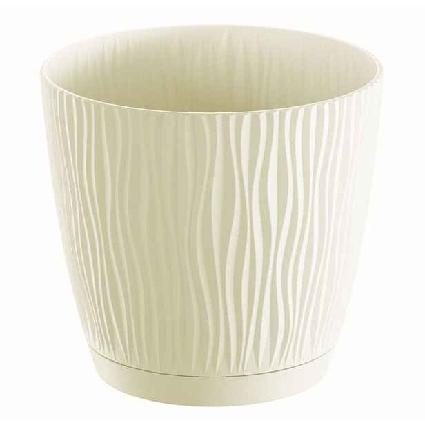 Prosperplast Květináč Sandy s miskou krémový, varianta 12,9 cm