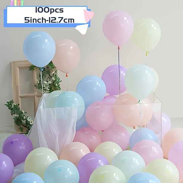 TEMU 100 ks malých latexových balónků o velikosti 5 palců, macaron smíšené barvy, pro narozeniny, svatbu, promoce, oslavy, dárkové oslavy, křtiny,