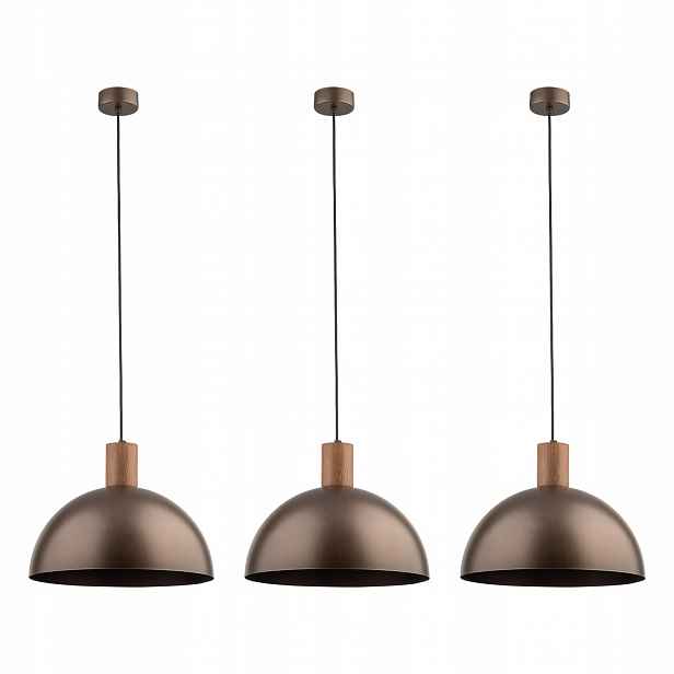 Tk Lighting Sada 3x Pendel Závěsná lampa Převis Oslo Hnědá E27 Styl