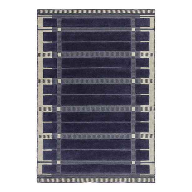 Tmavě modrý/béžový ručně tkaný vlněný koberec 120x170 cm – Asiatic Carpets