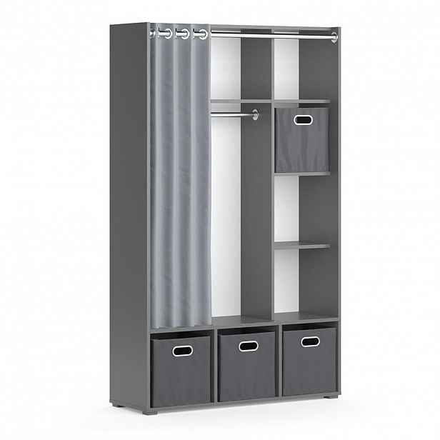 Vicco ŠATNÍ SKŘÍŇ Luigi Šedá 38 x 178.1 cm Se skládacími boxy (šedé)