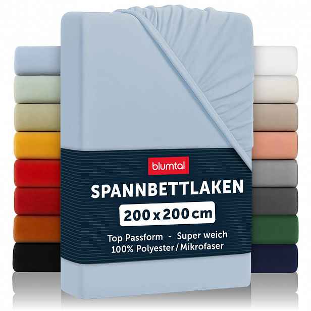 Blumtal PROSTĚRADLA s napínacím mechanismem, balení 2 ks 200/200/30 cm Světle modrá