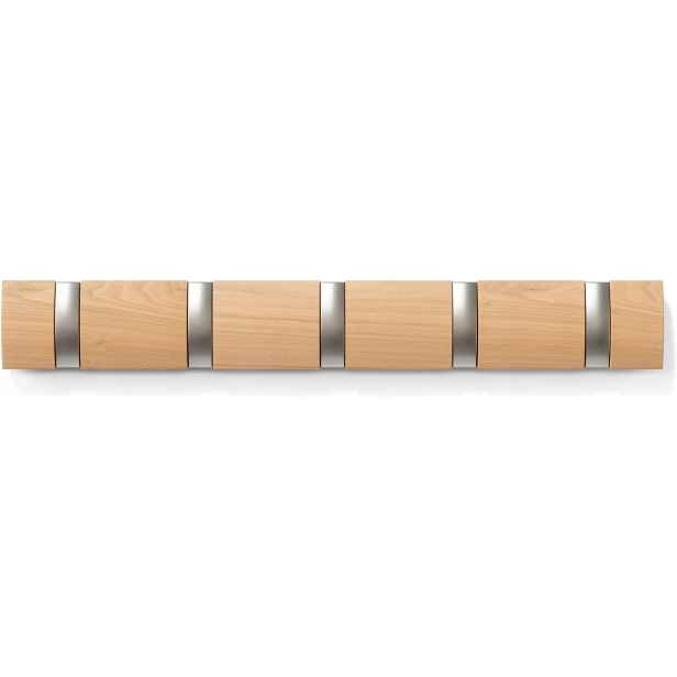 Háčky do šatníku Umbra Flip 5 věšák přírodní dřevo stylový