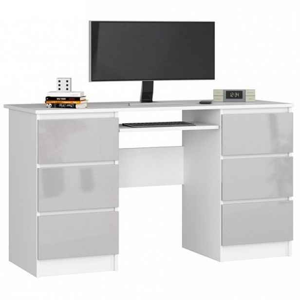 Počítačový stůl A-11 bílá/metalic lesk