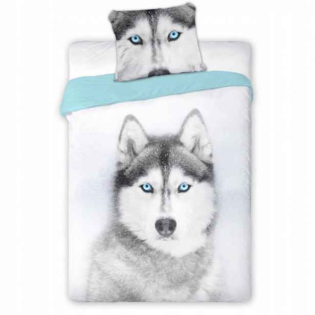 Povlečení 160x200 70x80 Husky Realistický pes Bavlna na zip