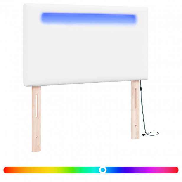 vidaXL LED hlavová deska Bílá 90 cm Umělá kůže