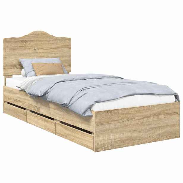 vidaXL Rám postele s čelo Sonoma dub 100 x 200 cm Inženýrské dřevo