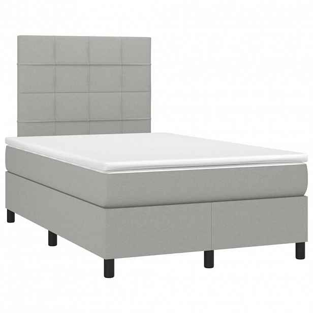 vidaXL Box spring postel s matrací světle šedá 120x190 cm textil