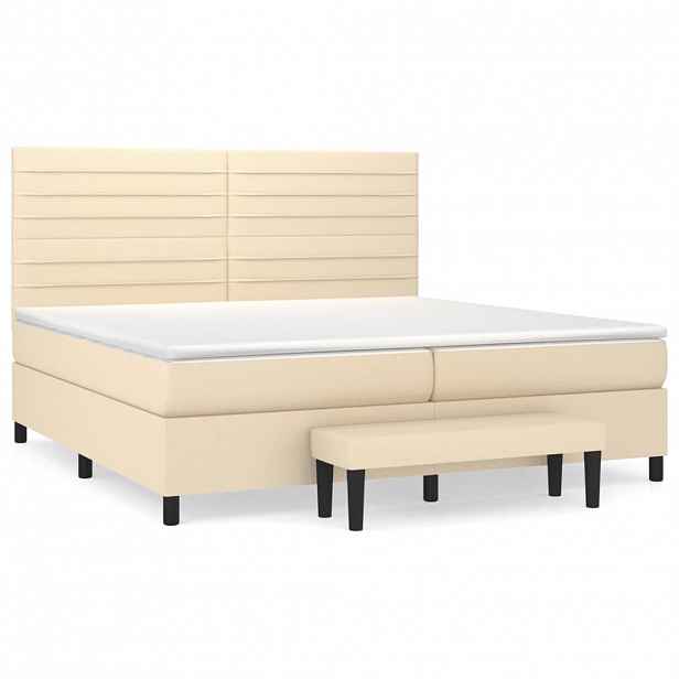 vidaXL Box spring postel s matrací krémová 200x200 cm textil