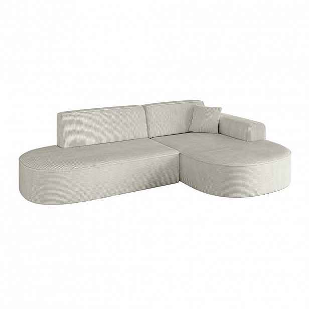 ALTDECOR ROHOVÁ SEDAČKA s otomanem vpravo MARI-L1 – 243 × 171 × 79 cm krémový manšestr